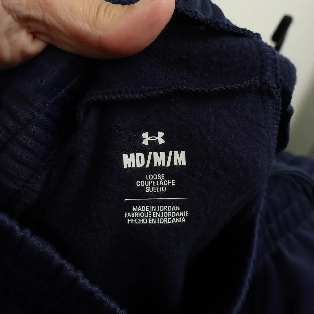 Under Armour Mens Armour Fleece Pants Elastic Waistband Hand Pockets Navy Size M